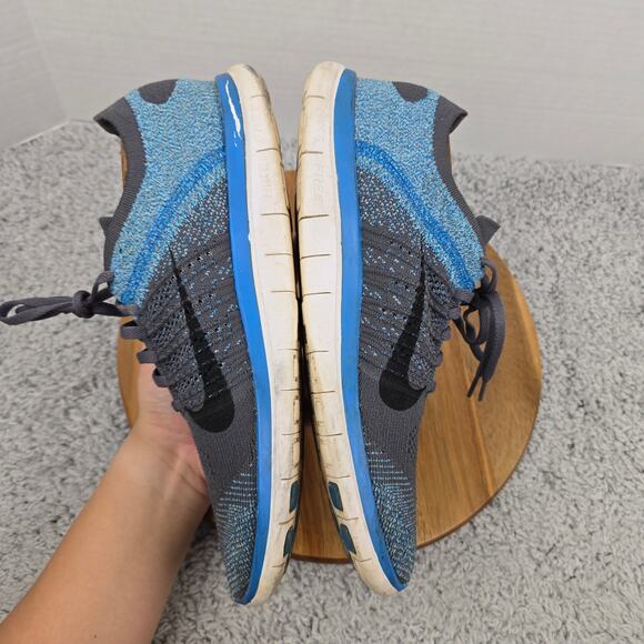 Nike Mens 11 Free 4.0 Flyknit Blue Gray Athletic Daily Running Shoe 631053-014 - Picture 7 of 13